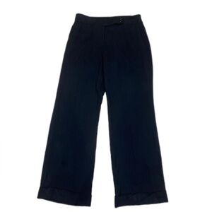black bootcut wool blend trousers